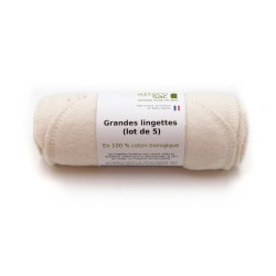 Lingette lavable en coton bio - certifiée GOTS - x 5