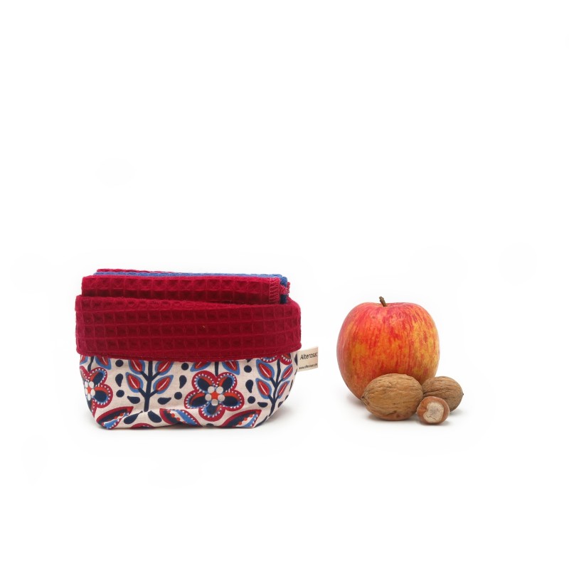 Essuie-tout lavable - x 5 avec panier de rangement