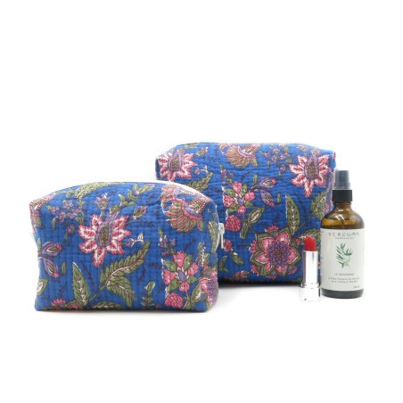 Trousse de beauté en coton matelassé indien