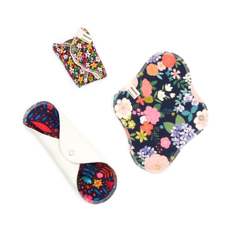 Serviette hygiénique lavable en coton bio - Taille M (flux moyen)