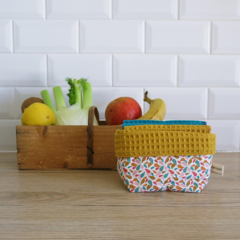 Essuie-tout lavable - x 5 avec panier de rangement