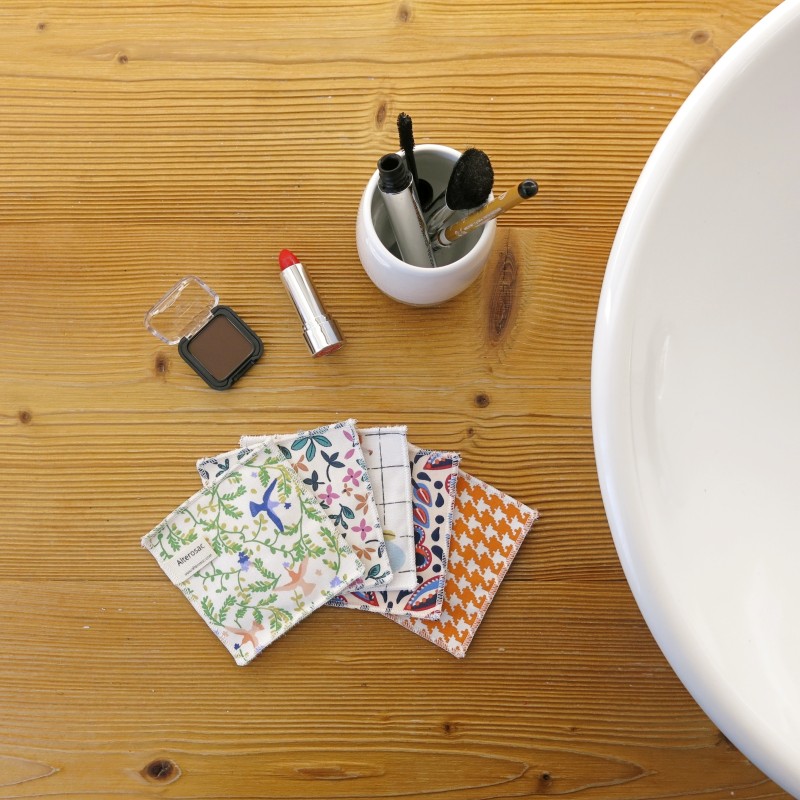 Coton démaquillant lavable en coton bio (carré) - x 5