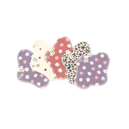 Pack de 5 serviettes hygiéniques lavables en coton bio - Taille S (flux léger)